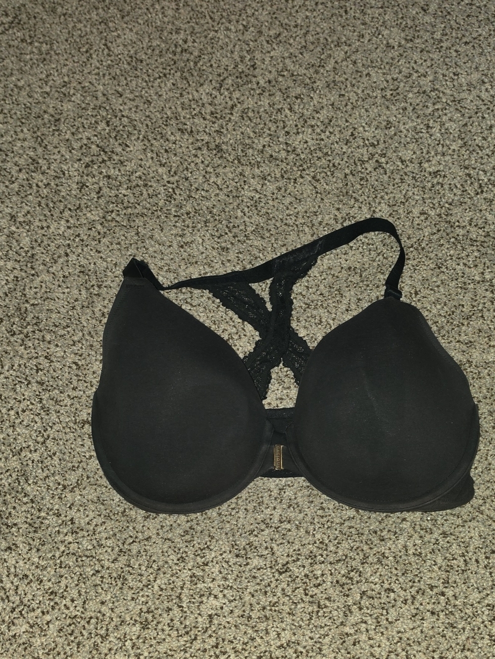 Cacique Black Lace Racerback T-Shirt Bra 38f
